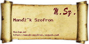 Manák Szofron névjegykártya